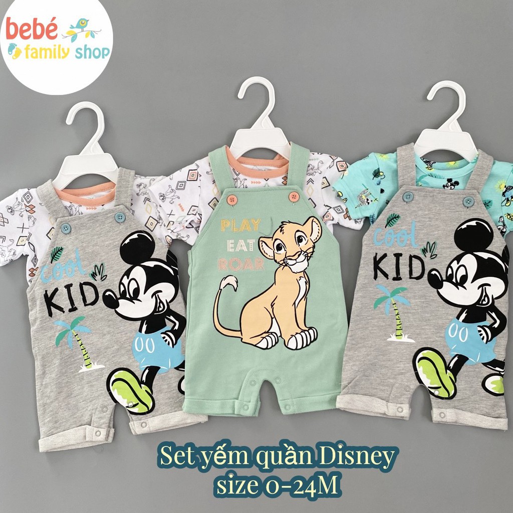 Set quần yếm cho bé trai kèm áo Disney/ Quần yếm cho bé trai sơ sinh đến 24 tháng - SY - bebefamilyshop