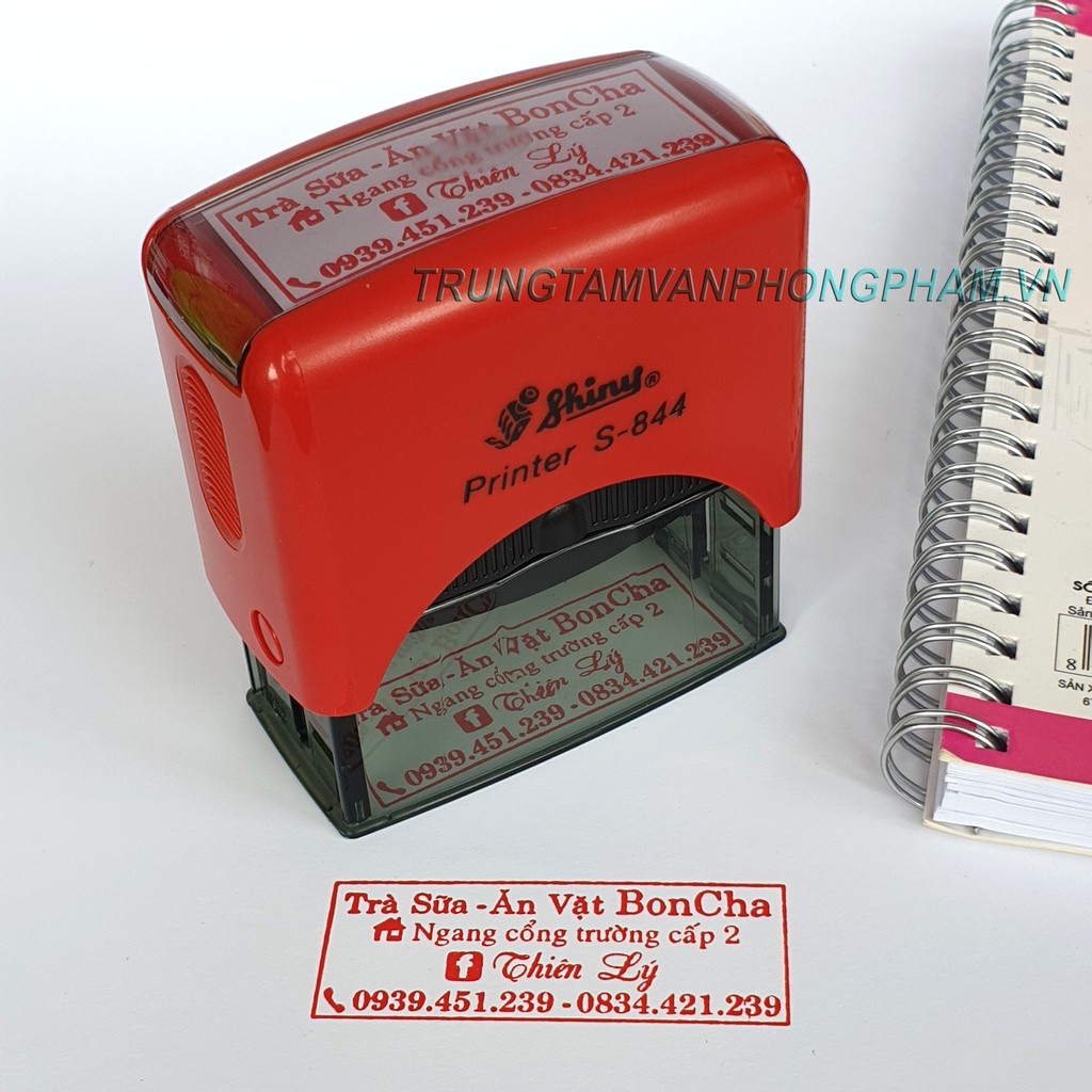 Khắc dấu tên công ty mã số thuế địa chỉ Shiny s844 - khắc dấu vuông 3 dòng, 4 dòng