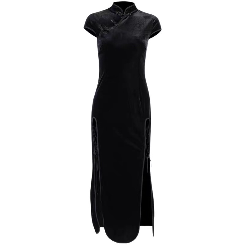 Sườn xám dài đan dây hàng taobao