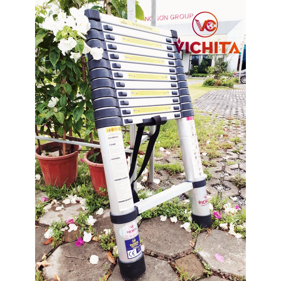 Thang Nhôm Rút Đơn VICHITA 5.0M - Ảnh Tự Chụp [Tặng 2 Chốt Thang]