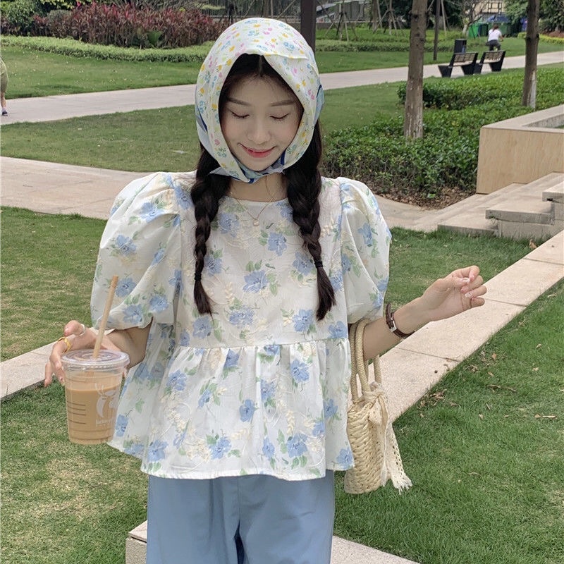 FRRESHIP-Áo bánh bèo hoa nhí dáng babydoll
