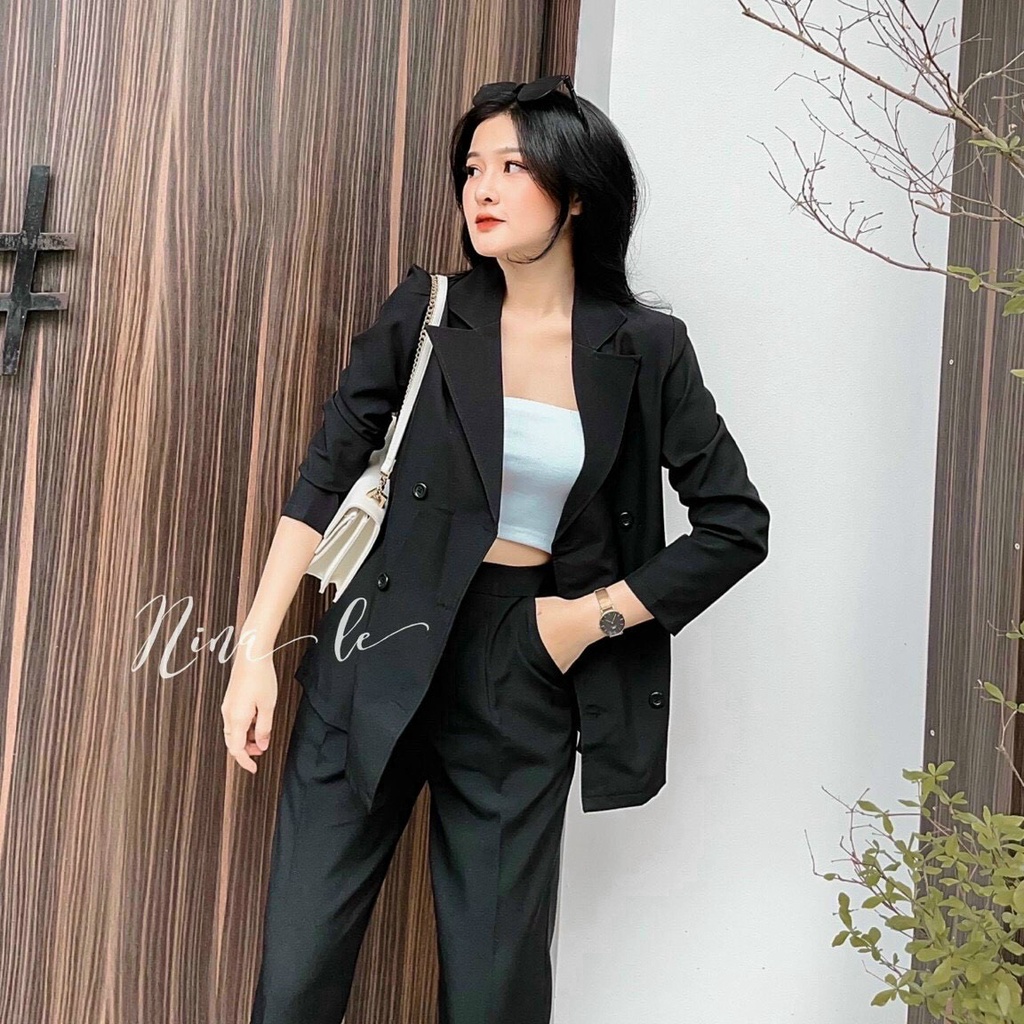 Bộ vest ba món siêu phẩm vest kèm quần và áo lót trong hai màu (đen và be) | BigBuy360 - bigbuy360.vn