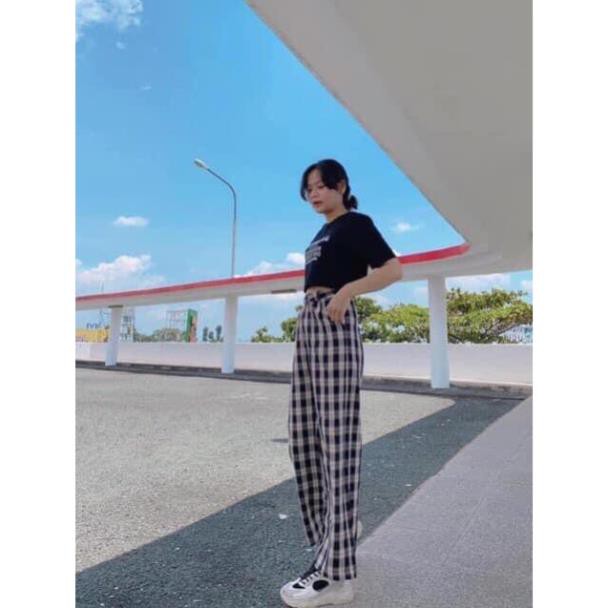 [RẺ VÔ ĐỊCH] Quần Culottes Cúc Cảnh - Cul Xuông Dáng Thụng Kẻ Ô Lưng Cao Trendy