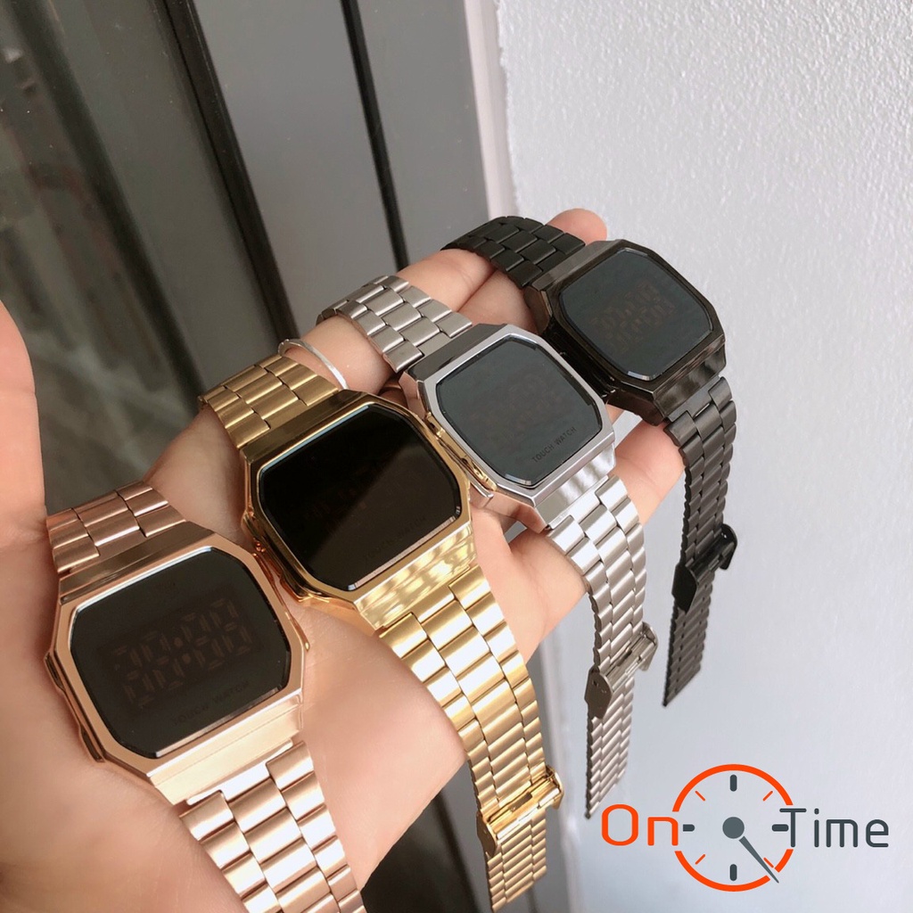 Đồng hồ nữ casio cảm ứng tráng gương TOUCH WATCH OneTime chất liệu vỏ thép không gỉ bốn màu cực đẹp