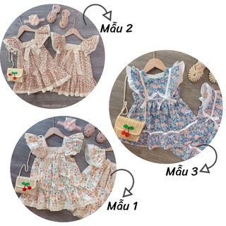 váy cánh tiên vải thô hoa nhí cho bé