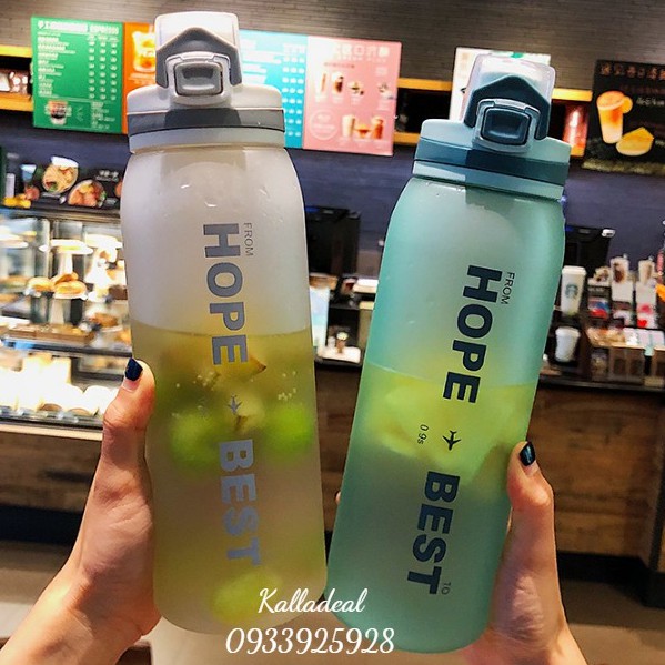 Bình Nước❤️FREESHIP❤️Thể Thao Nhựa Tritan 900ml Tập Gym Hope To Best