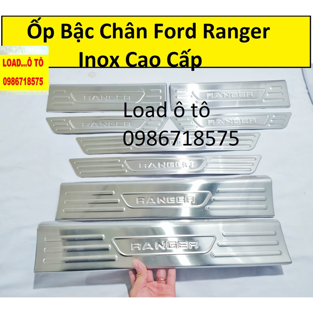 Ốp Bậc Cửa, Nẹp Bước Chân Trong, Ngoài Xe FORD RANGER 2016 - 2021 Chất Liệu Inox Cao Cấp