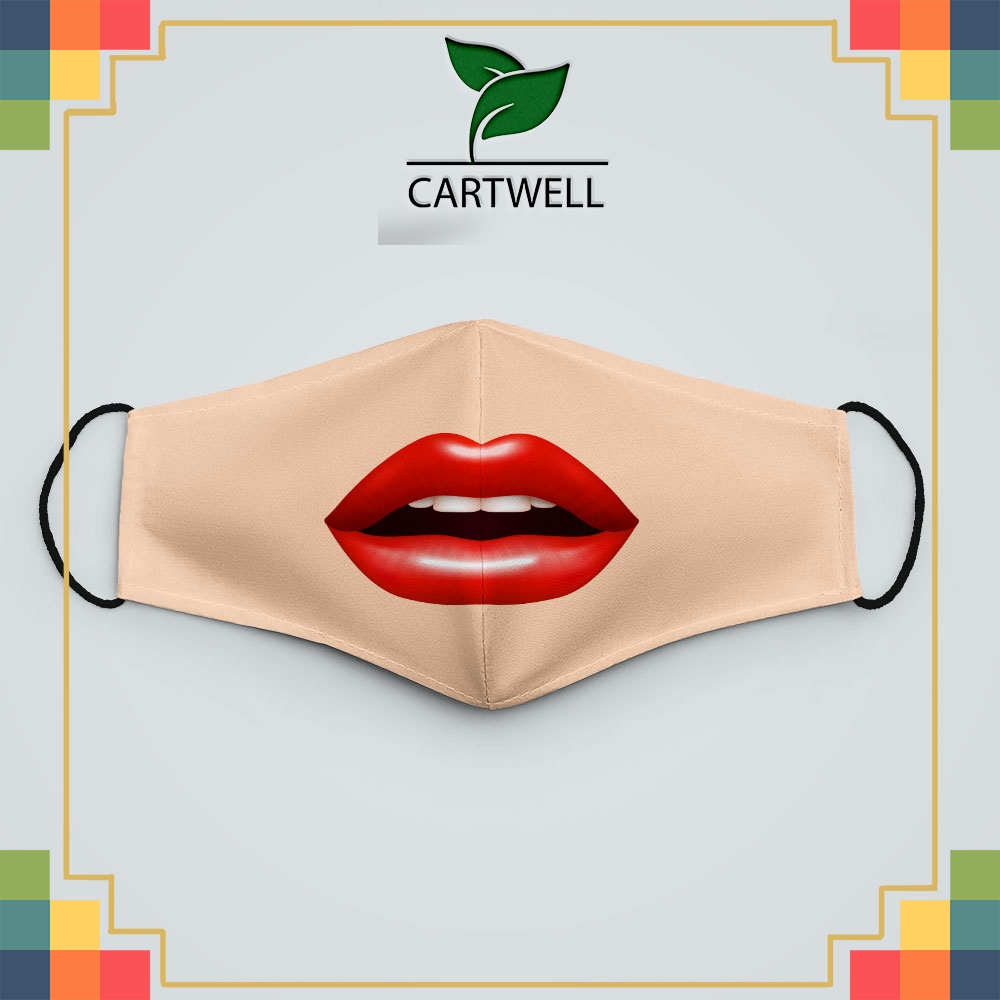 Khẩu trang chống bụi Sexy Lips_3754 CARTWELL vải cotton 100% kháng khuẩn có thể giặt và tái sử dụng cho nam nữ