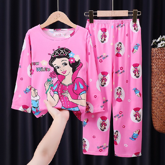 Bộ Đồ Ngủ Tay Dài Chất Liệu Cotton In Họa Tiết Hoạt Hình Dễ Thương Cho Bé
