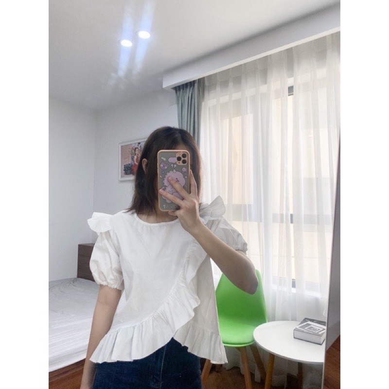 Áo bbd bèo gấu chéo cộc tay