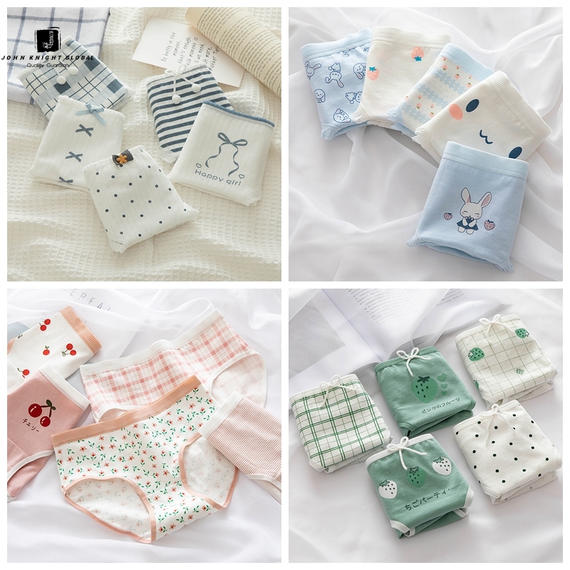 Set 5 Quần Lót In Hình Hoạt Hình Đáng Yêu Cho Nữ