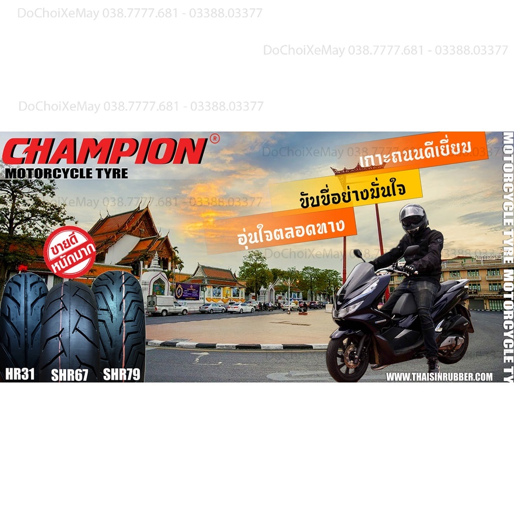 Vỏ lốp xe Champion Chính Hãng gai City Grip cho xe tay ga và vespa chống đinh chống nước . DoChoiXeMay