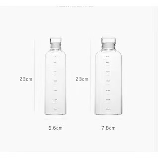 Bình uống nước trái cây 500/750ml bằng thủy tinh trong suốt dày có túi đựng