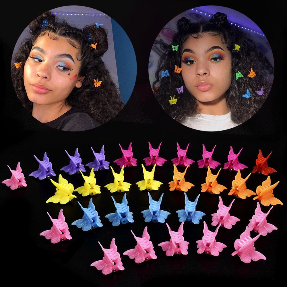 Set 20 / 50 / 100 Kẹp Tóc Mini Hình Bươm Bướm Nhiều Màu Dễ Thương Cho Nữ