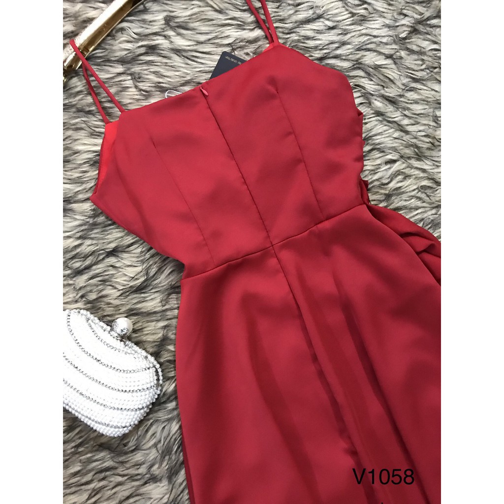 [ xả kho ] MiD Đầm đỏ thiết kế cao cấp V1058 Mie Design ảnh thật