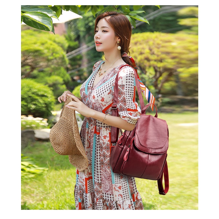 Balo Da Mềm Cỡ Lớn Dễ Phối Đồ Thời Trang Hàn Quốc Cho Nữ