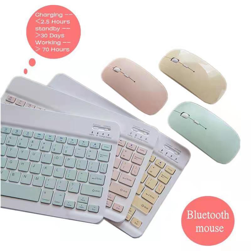 Bộ Bàn Phím Và Chuột Bluetooth Không Dây 10 Inch 78 Phím Siêu Mỏng 1600dpi Cho Điện Thoại Android / Máy Tính Bảng / Laptop
