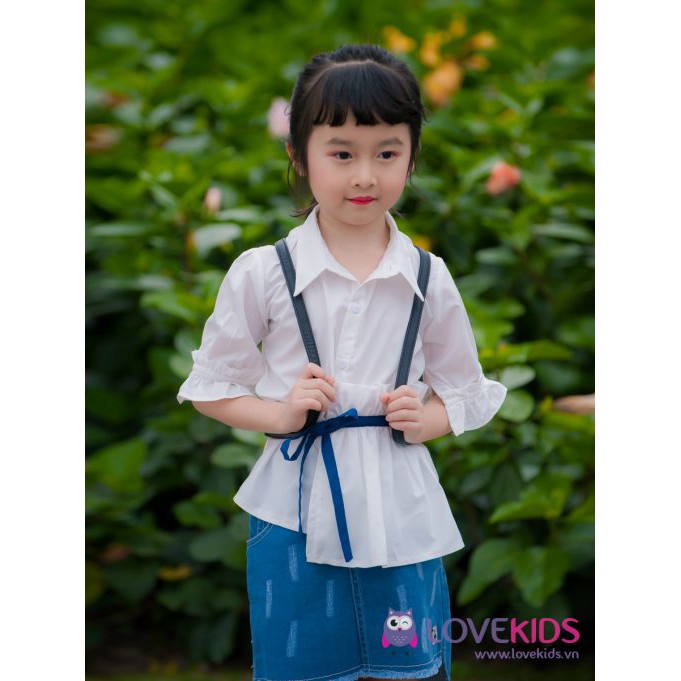 Áo sơ mi BG trắng tay xòe- Lovekids