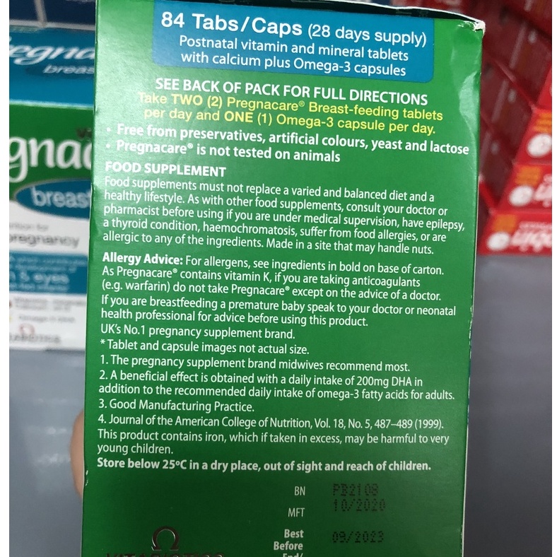 Pregnacare Breast-feeding - Vitamin Tổng Hợp Cho Mẹ Sau Sinh - Giúp mẹ nhiều sữa và bổ sung đầy đủ dưỡng chất cho mẹ