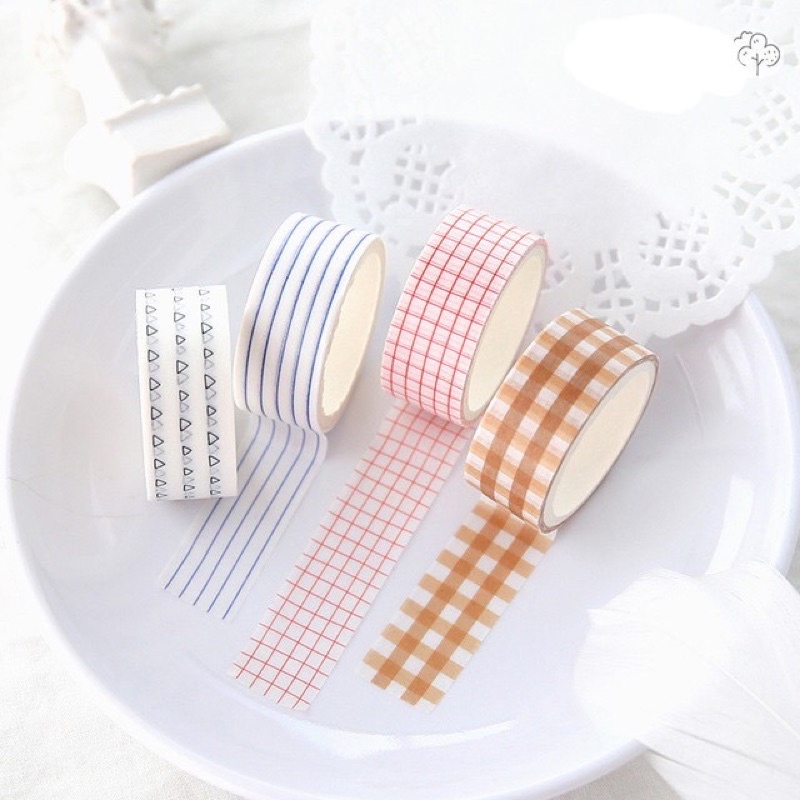 [12 mẫu] Set 3 và 5 cuộn băng dính washi tape trang trí sổ nhật ký