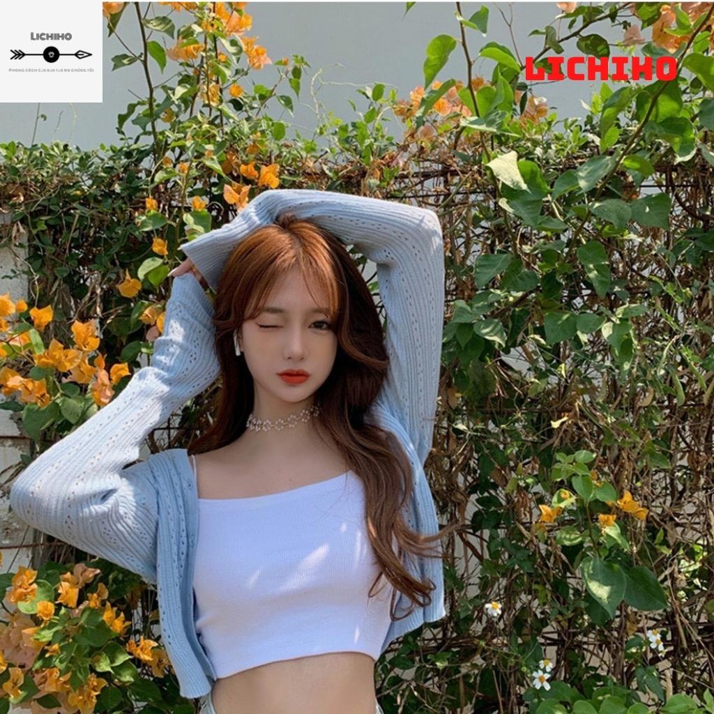 Áo croptop nữ hai dây sợi bún kiểu sexy ôm body CT09 LICHIHO siêu đẹp hottrend quyến rủ | BigBuy360 - bigbuy360.vn