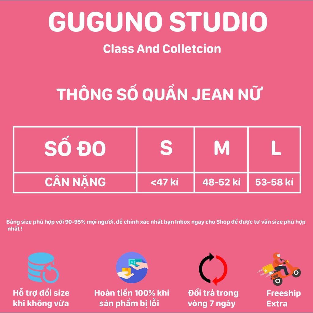 Quần jean skinny nữ dáng ôm lưng siêu cao trơn basic GUGUNO ulzzang