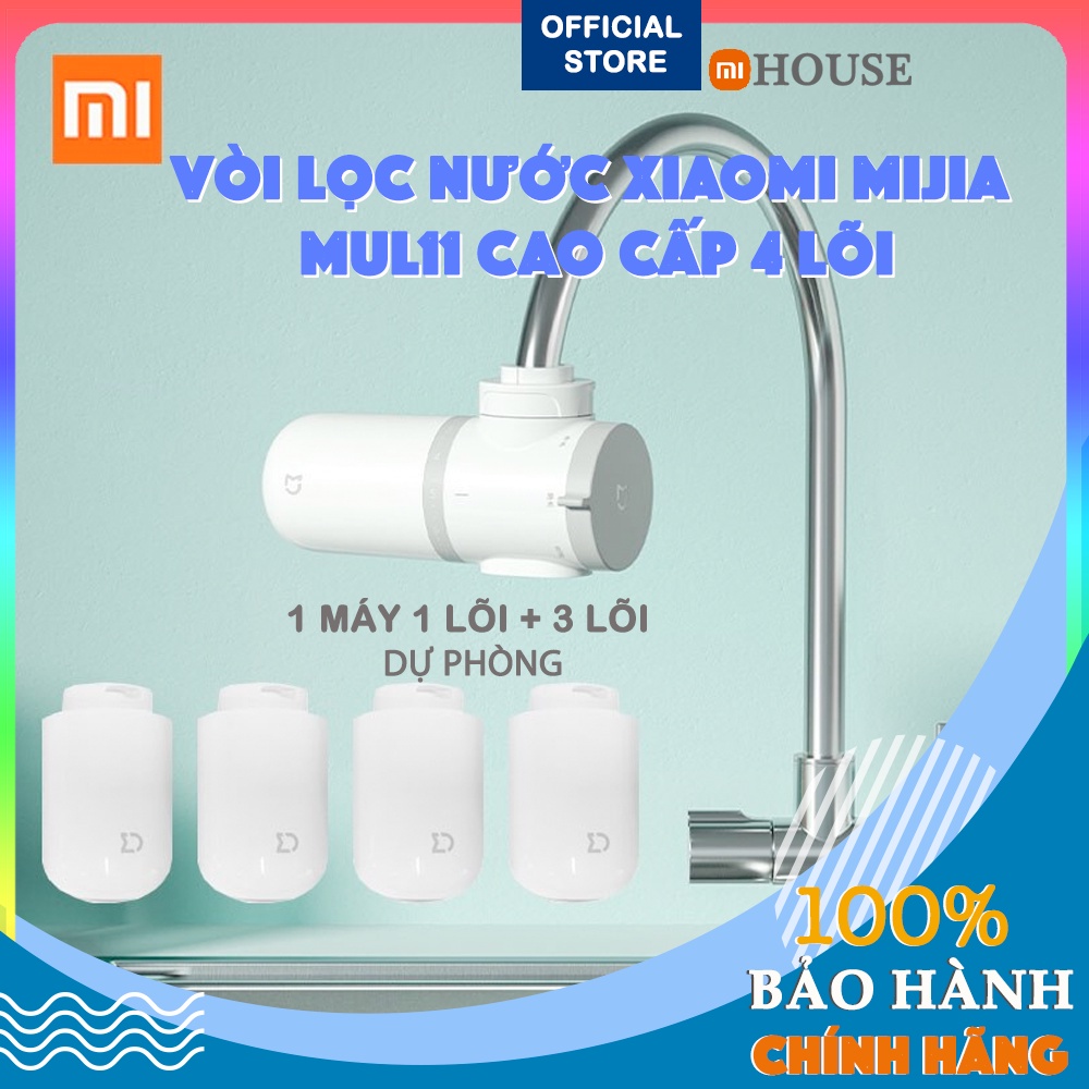 TẶNG 3 LÕI KÈM  | Máy lọc nước tại vòi Mijia Xiaomi MUL11 - Than hoạt tính giúp Lọc Kim loại, urê  - Chính Hãng