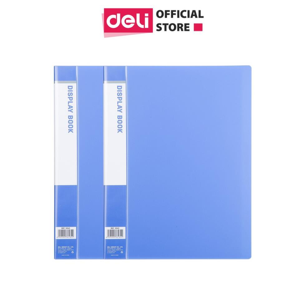 File 40 lá A4 Deli, Xanh dương 5240. Được làm từ nhựa PP cao cấp, chống thấm nước