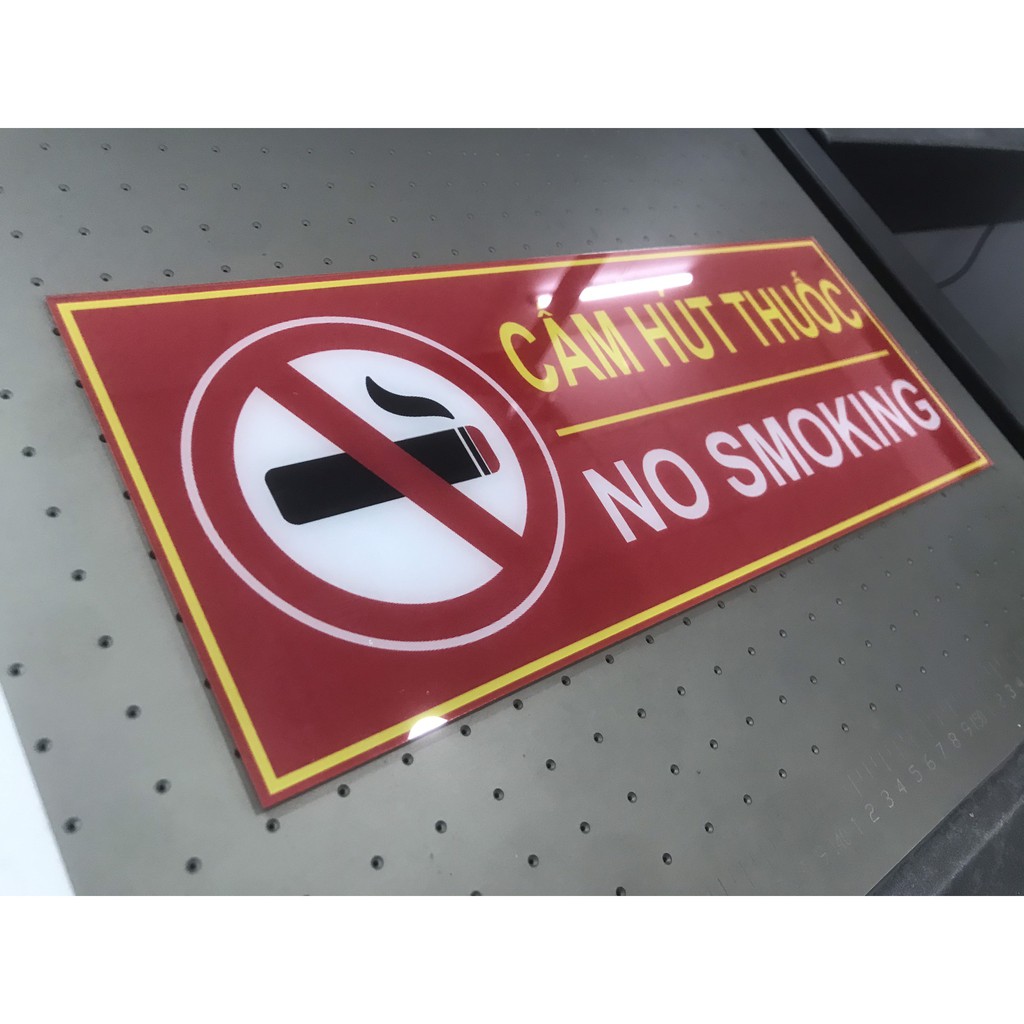 Bảng cấm hút thuốc in UV cao cấp trực tiếp lên mặt sau sản xuất tại xưởng