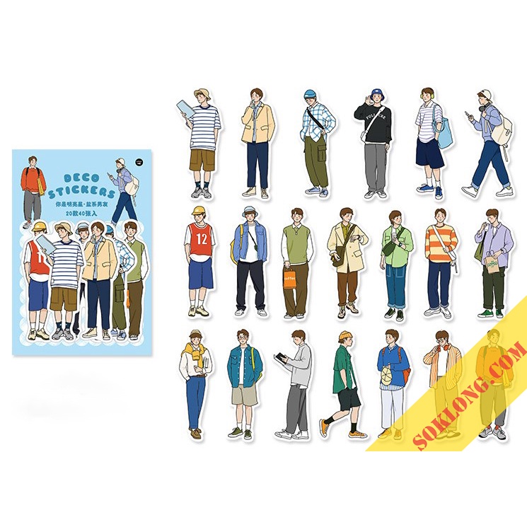 Bộ 40 sticker girl, boy street style - nhãn dán cô gái, chàng trai thời trang dạo phốSTI47