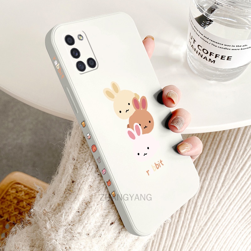 ốp lưng Samsung a31 a51 a71 Ốp Điện Thoại TPU Silicone Hình Ba Chú Thỏ Đáng Yêu Kèm Dây Đeo Cho Samsung a31 a51 a71