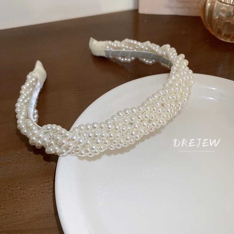 DREJEW Băng Đô Dạng Ấn Đính Ngọc Trai Phong Cách Thời Trang Hàn Quốc