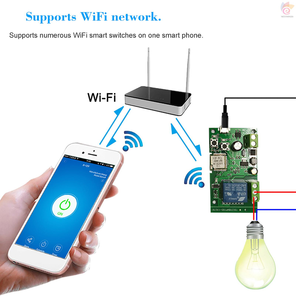 GOOGLE Mô Đun Rơ Le Wifi Nt Ewelink Dc5V 12v 24v 32v + Bộ Phụ Kiện Đi Kèm