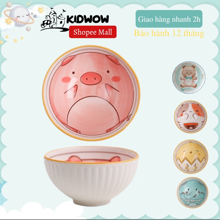 Bát Sứ Ăn Dặm Cho Bé Hình Thú Tròn KIDWOW 300ml