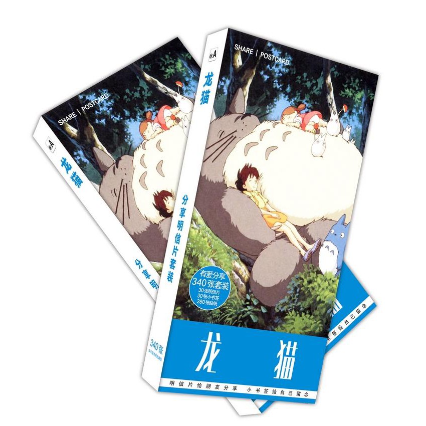 Postcard Totoro hộp ảnh bộ ảnh có ảnh dán + lomo + postcard bưu thiếp anime chibi quà tặng độc đáo