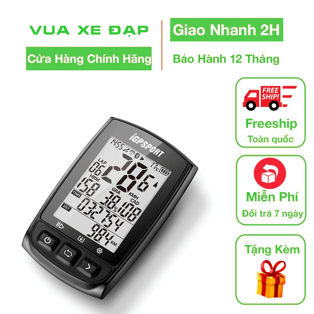 Đồng hồ đo tốc độ xe đạp IGS50E Định vị GPS Pin 50h Màn hình 3.6x4.9cm chống chói Kết nối Bluetooth Chống nước IPX7