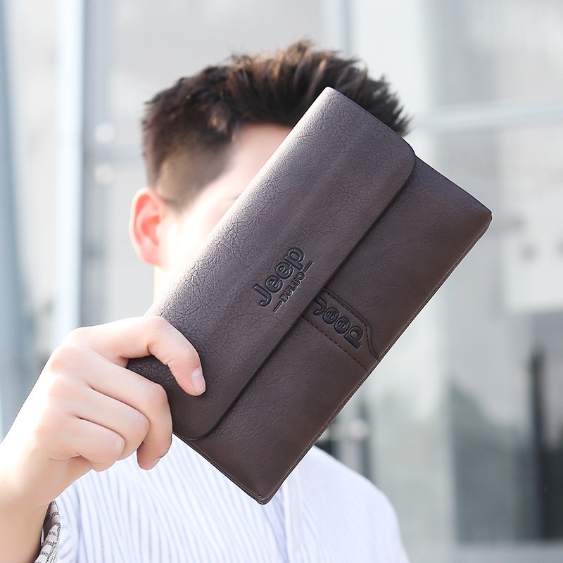 Ví nam dáng dài cầm tay hai lớp phong cách thời trang Âu Mỹ