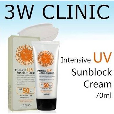 3W Clinic Intensive UV Sunblock Cream SPF50+ PA+++ 70ml [sunflower1968] // Sản xuất tại Hàn Quốc Kem chống nắng