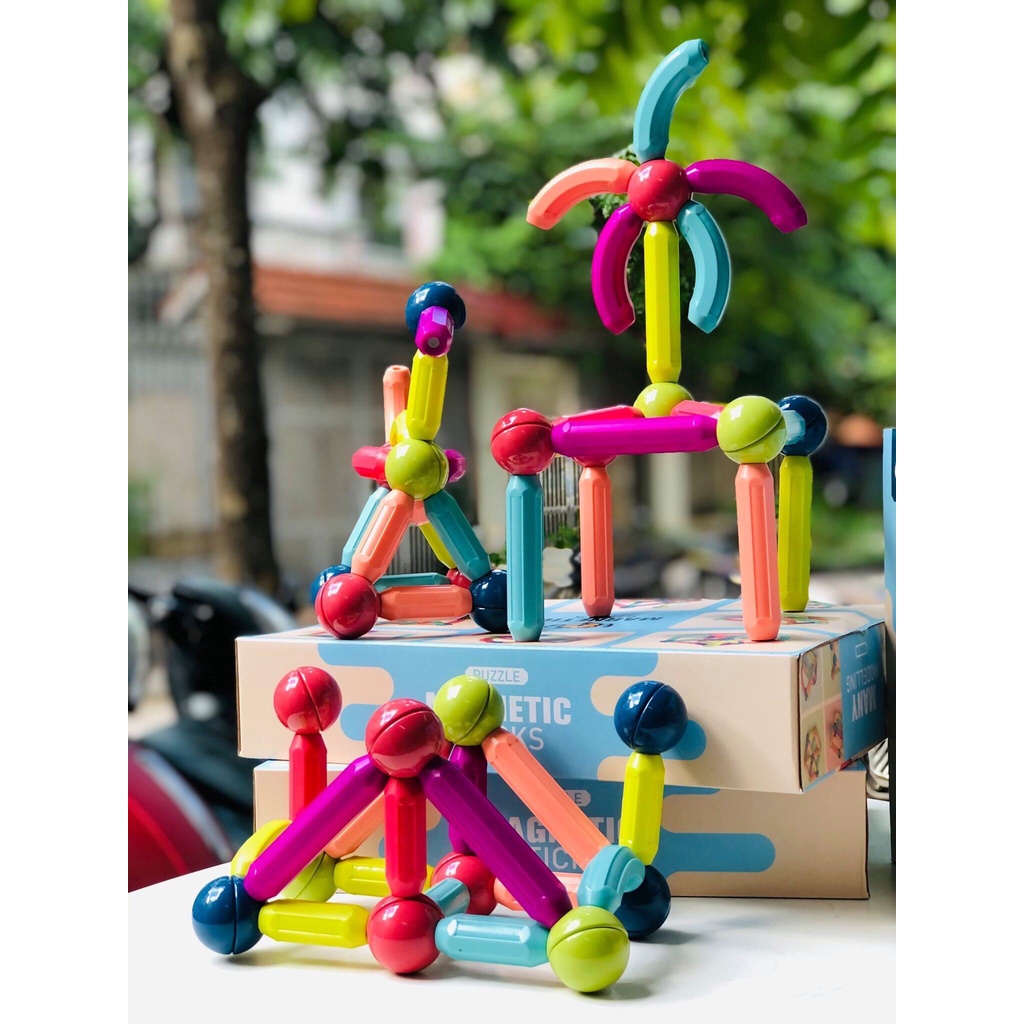 Bộ đồ chơi nam châm thông minh 64 chi tiết cho bé thoả sức sáng tạo