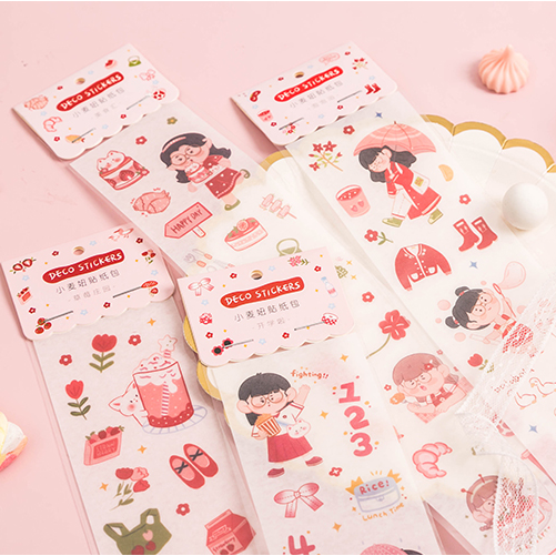 Sticker dán sổ tay bằng giấy washi màu hồng dễ thương dành cho bạn gái dùng trong trường học/văn phòng