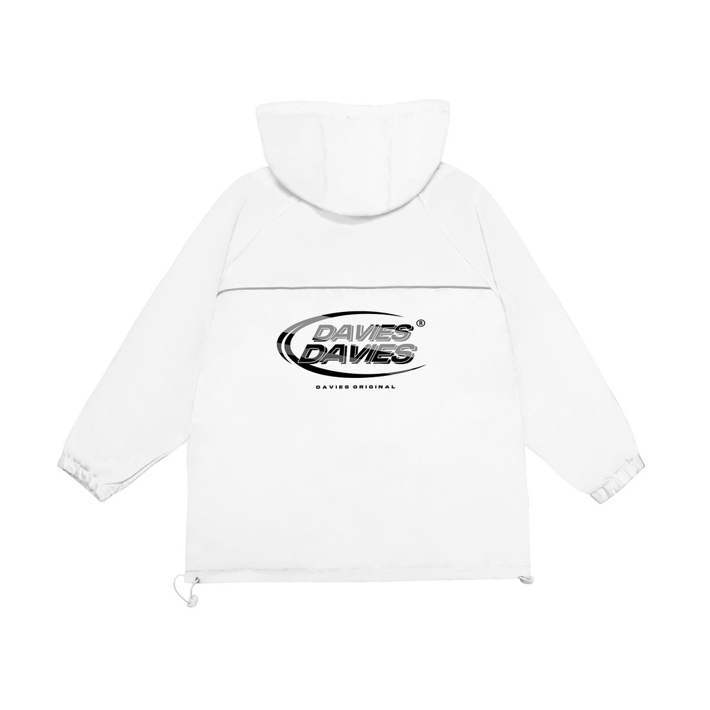 Áo khoác dù có nón Medal Reflective Jacket màu trắng local brand DAVIES | D18-AK6-T