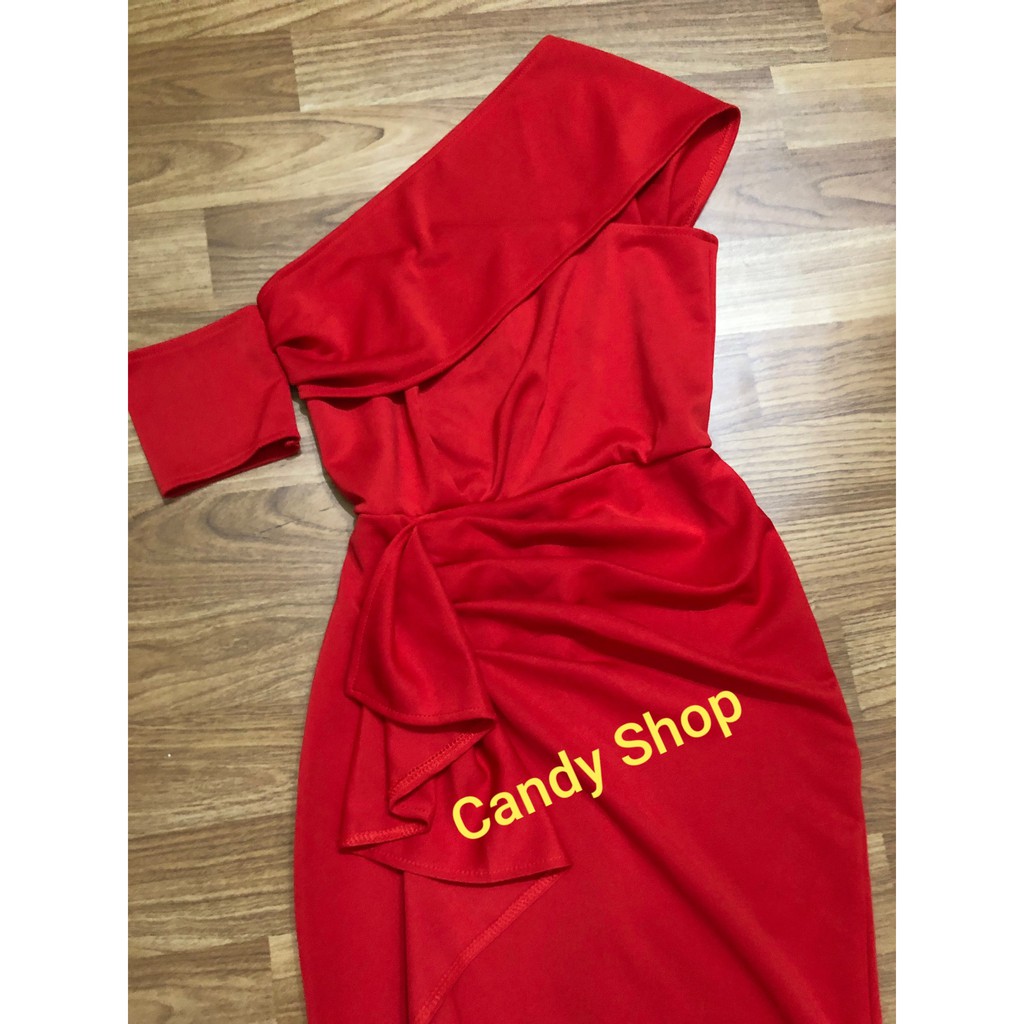 Đầm body lệch vai bèo eo xẻ tà sang chảnh + Ảnh thật | BigBuy360 - bigbuy360.vn