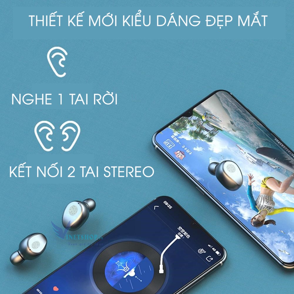 (SIÊU GIẢM GIÁ) Tai Nghe Bluetooth TWS 5.0 Cảm Ứng Thông Minh 3 in 1 Âm Thanh vòm 9D Dock sạc kiêm loa Mẫu mới 2019 -dc3