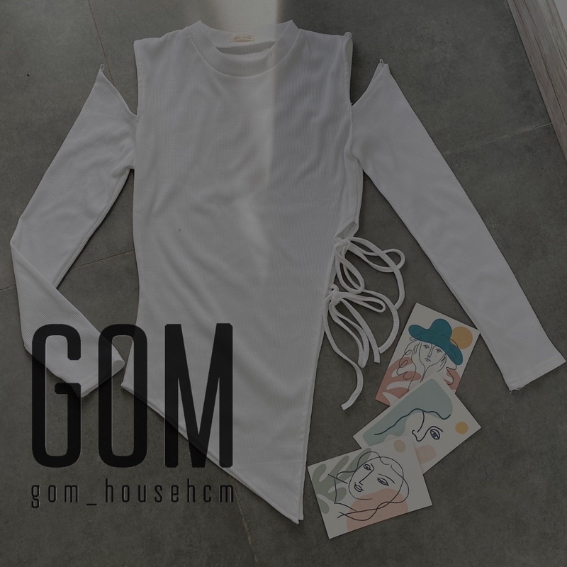 Áo khoét vai cột tà lini (ảnh/ clip shop chụp)