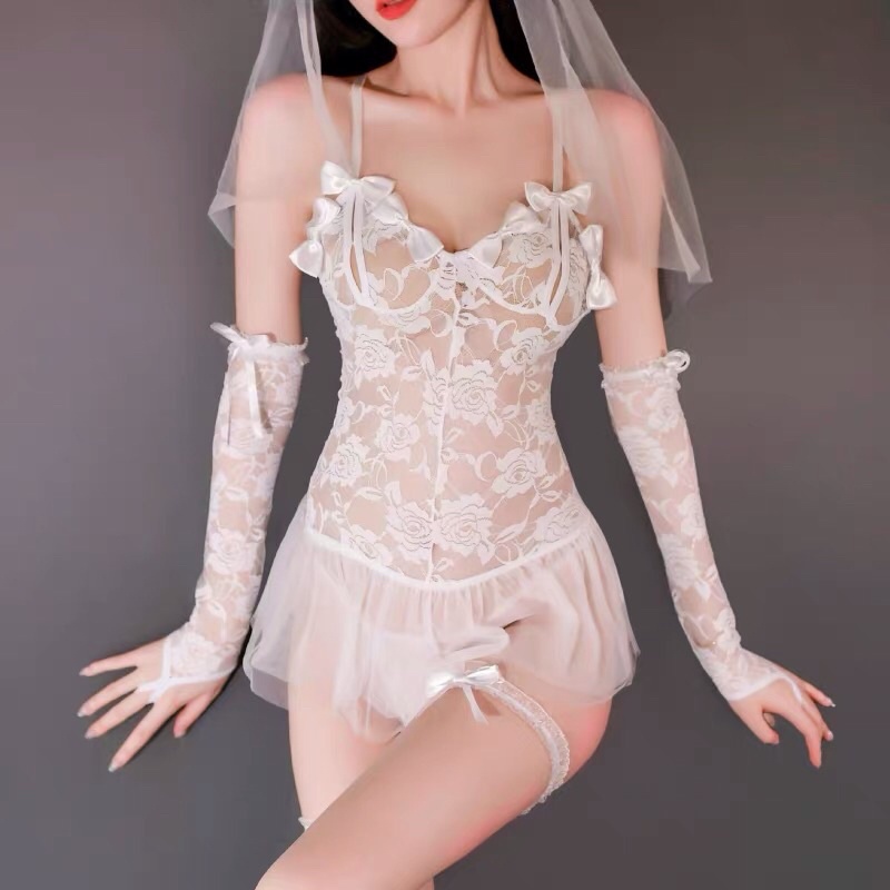Váy ngủ cosplay cô dâu sexy gợi cảm, Đồ ngủ cosplay sexy