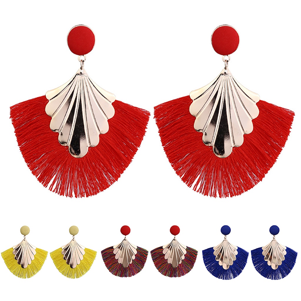 1 Đôi Bông Tai Hình Quạt Phong Cách Bohemian Sáng Tạo Cho Nữ
