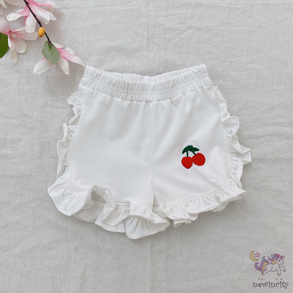 Quần short họa tiết anh đào phong cách Hàn Quốc mùa hè cho bé gái