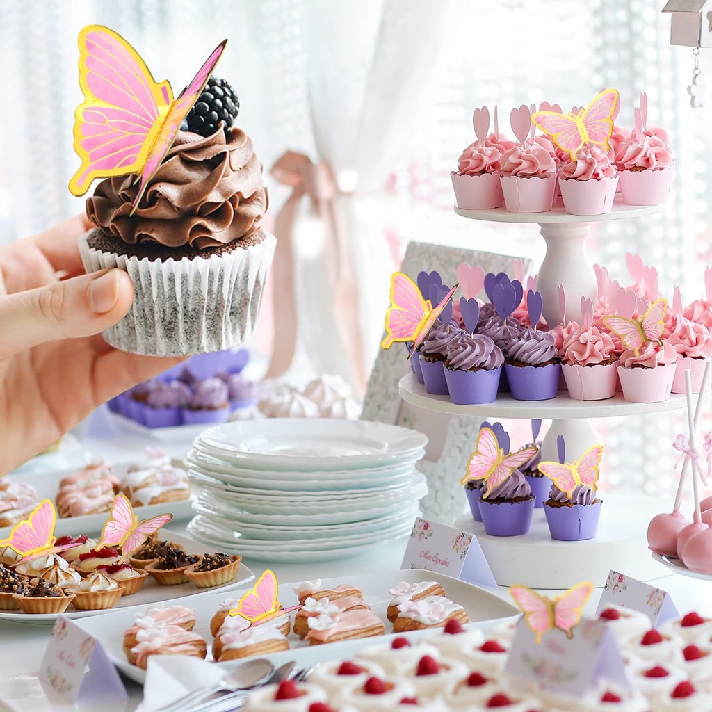 Set 22 Phụ Kiện Trang Trí Bánh Kem Hình Bướm 3D