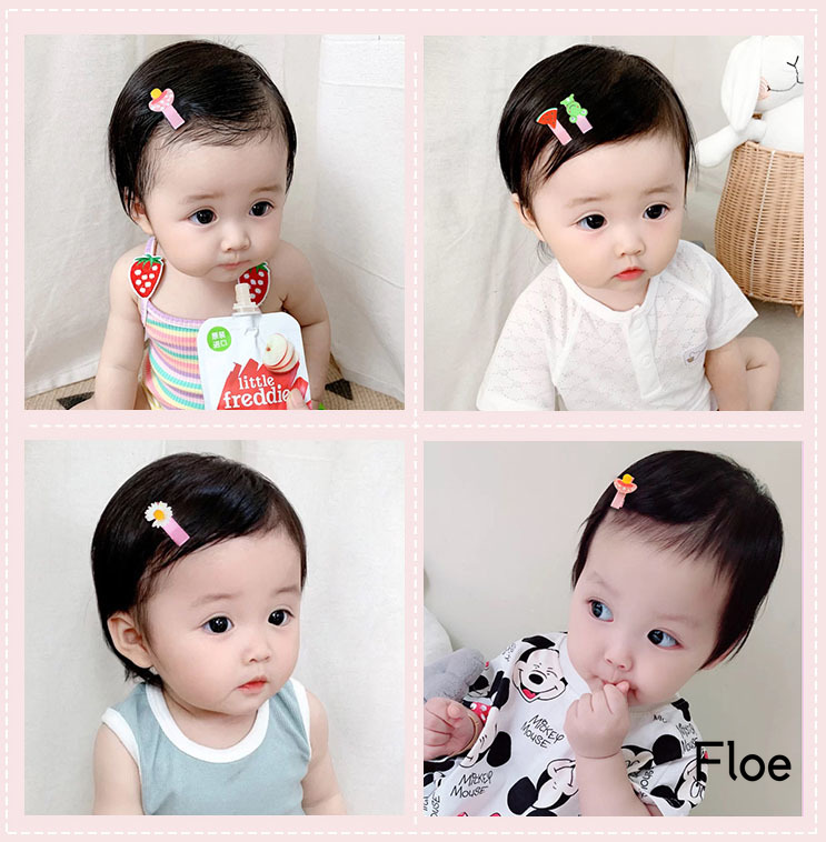 Set 10 Kẹp Tóc Hình Trái Cây / Hoa / Trái Cây Dễ Thương Cho Bé Gái