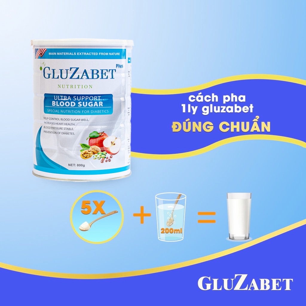 Sữa GLuzabet Tiểu Đường 800G - Sữa Chuyên Dành Cho Người Tiểu Đường, Ổn Định Đường Huyết, Ngăn Ngừa Biến Chứng